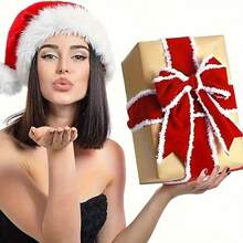 2pcs,Red Christmas Ribbons With White Fringed Holiday Decorative Ribbons Are Suitable For Gift Wrapping, Diy Handicrafts, And All-Purpose Christmas Tree Decoration For Thanksgiving, Mother'S Day, And Christmas Tree Decoration