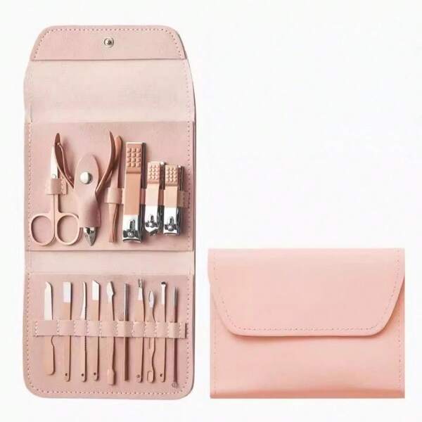 16pcs Stainless Steel Manicure & Pedicure Set, Includes Nail Clippers, Callus Remover, Ear Spoon, And Files, With Storage Case, Foot Care & Beauty, Manicure Tools