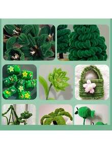 100 piezas de tallos de chenilla de colores mixtos, adecuados para manualidades y proyectos DIY, set de tallos de chenilla retorcidos de 2 colores, set de tallos de chenilla con flores - Multicolor - Ver 12