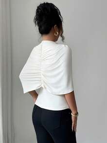 Top élégant et sexy pour femme, coupe slim, manches cape, couleur unie, pour l'automne