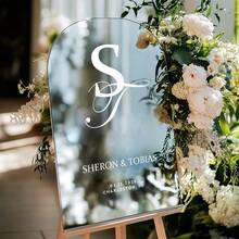 Biển hiệu đám cưới bằng Acrylic tráng gương, Biển hiệu chào mừng đám cưới, Biển hiệu lễ cưới tráng gương vàng, Biển hiệu cá nhân hóa bằng Acrylic bạc - Nhiều màu - Xem 4