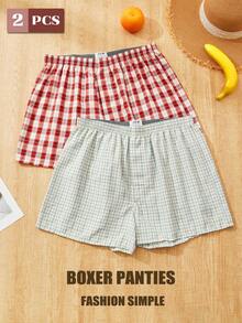 2 sztuki modnych, prostych, sportowych spodni męskich w kształcie strzałek, swobodnych i wygodnych bokserek, odświeżających i świeżych majtek w kratę, prezentów na domowe wyjścia, podróże, imprezę, plażę, Halloween, Boże Narodzenie