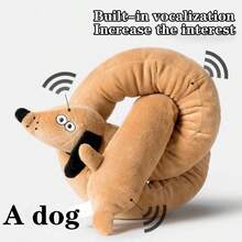 1pc Plush Sausage Dog Doll, Realistic Dachshund Stuffed Animal Chew Doll With Sound - Multicolor - View 3