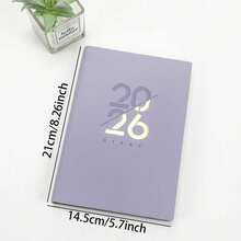 2026 English Schedule Book - Artificial Leather Hardcover Edition, Monthly And Sunday Layout, New Calendar Log: Self Discipline Check In, Time Management, Suitable For Office Use, Modern Cover Design