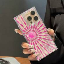 Funda de TPU rosa con diseño de cubos, orificio grande y ángulo recto. Compatible con phone 16, 15, 14, 13, 12 Pro, 14, 15, 16 Plus y 12 Pro. Funda protectora brillante anticaídas. Un regalo ideal para cumpleaños y fiestas. - transparente - Ver 3
