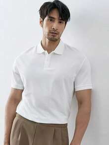 Men's PLAIN POLO Shirt Premium Cotton Pique Fabric Promotion - Black and White - View 1