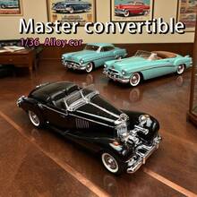 1:38 Scale Vintage 500K Classic Car Model, Retro Mercedes-Benz Static Display Collectible, Birthday Cake Decor, High-End Automotive Model, Suitable As Birthday Gift, Christmas Gift, Halloween Gift, Perfect Gift, Stationery - Multicolor - View 2