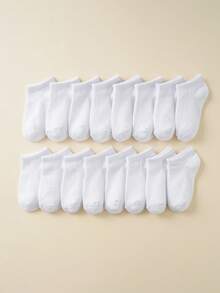 12 双儿童纯色透气休闲船袜，黑/白/灰，适合婴幼儿男孩/女孩，四季皆宜 - 彩色 - 查看 11