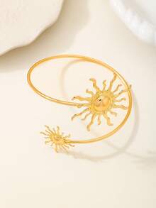 1 件时尚简约金色金属太阳袖口，百搭配饰，适合女性度假穿着 - 金色 - 查看 3