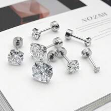 10pcs/Set Hypoallergenic Transparent Earring Studs - Simple Plastic Studs, 3mm Round Flat Design Invisible Ear Pins, Body Jewelry, Sensitive Minimalist Style, Comfortable Piercing Care, Suitable For Everyday Wear, Can Be Worn During Sleep And Shower