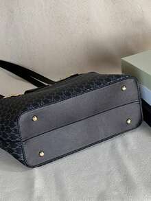 KAIDUCH 时尚简约手提包，通勤旅行大容量便携式拉链单肩包斜挎包女士单肩包礼物女士学校包，返校背包，大容量，商务休闲，便携，轻便，适合少女女大学生，新人及白领工作者，非常适合返校、大学、初中、高中、工作、商务、通勤，引人注目的女士工作包 - 黑色 - 查看 5