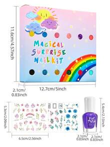 15 件（12 件指甲油 + 3 件指甲贴纸）儿童女孩指甲油水性免烤贴纸套装，马卡龙可爱颜色，裸色，珍珠，超细闪光指甲油，红色，黄色，蓝色，糖果色，闪光，美白，花朵指甲贴，适合儿童生日礼物，学校活动，暑假，家庭聚会，DIY 配饰和礼物