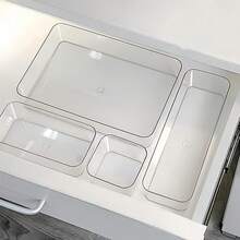 1/8pcs Simple Transparent Drawer Storage Box, Small Items Organizer Box, Makeup Cosmetics And Tools Storage Box, Drawer Organizer - Clear - View 1