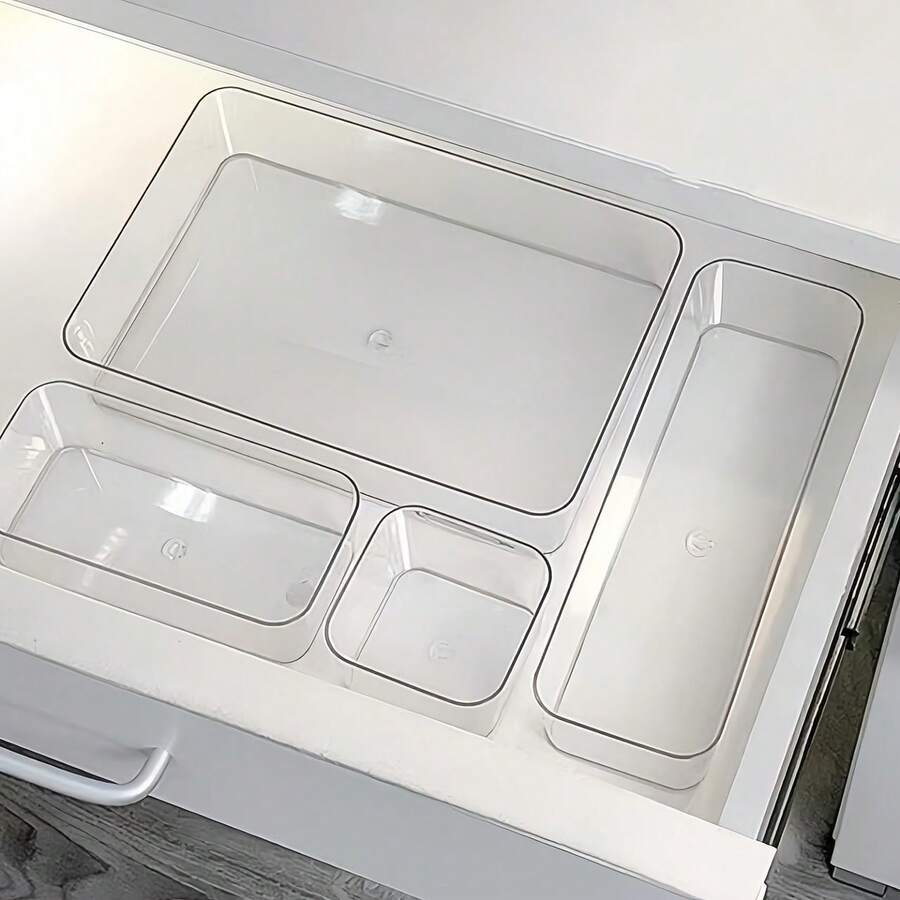 1/8pcs Simple Transparent Drawer Storage Box, Small Items Organizer Box, Makeup Cosmetics And Tools Storage Box, Drawer Organizer - Clear - View 1