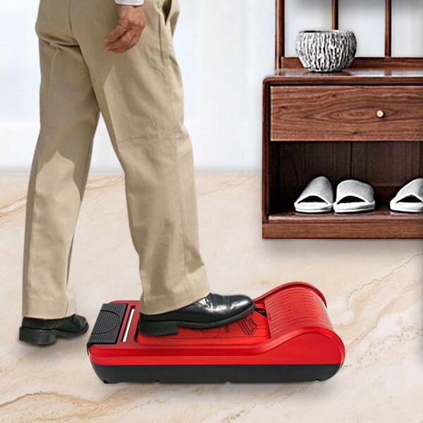  Máquina dispensadora automática de cubiertas para zapatos TFCFL Portátil + 1 rollo de membrana para zapatos Mantiene el piso limpio, perfecto para el hogar, la tienda, la oficina y el laboratorio Máquina dispensadora de sobrecubiertas desechables (Rojo + 1 rollo de película para zapatos), Máquina de película para zapatos 22.83*9.65*5.91 pulgadas Dispensador automático de cubiertas para zapatos portátil con 1 rollo de película para el hogar, la oficina, la empresa y los pisos con alfombra, rojo