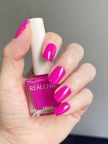 REALCHIC 10ml/件，亮粉色指甲油，水性普通指甲油，快干，持久，可撕，女士和女孩美甲艺术，节日礼物，春夏指甲 - 玫紅色 - 查看 5