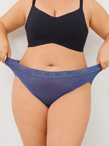 FINETOO 5 pezzi/confezione Mutande a vita alta con pizzo per taglie forti da donna, biancheria intima casual in seta ghiacciata comoda