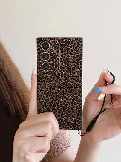 1 件黑色 TPU 豹纹防震手机壳和 1 件黑色硅胶挂绳带，兼容/配套手机壳/带挂绳的手机壳/腕带手机壳/趣味手机壳/Android 手机壳/手机壳/手机壳/OPPO 手机壳/Galaxy A51 4G/Galaxy A52/A52s 5G/Galaxy S23 Ultra/Galaxy A13 4G/Galaxy A12/Galaxy S22 Ultra/OPPO A54/Galaxy A54/Galaxy A04E/Galaxy A05S/Galaxy A34/Galaxy S25Ultra 5G/Redmi Note 13/Galaxy A14/Galaxy A32 4G