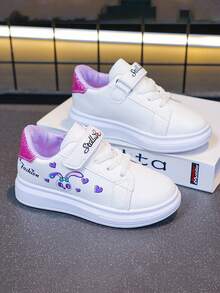 1 Pair Back To School Popular Kids Shoes For Girls, Cartoon Rabbit Design White Sneakers, Fashionable Non-Slip Soles For Comfortable Wear