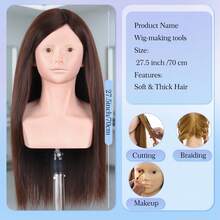 28 英寸化妆美容模特头带头发，可编发美发娃娃头，可做头发造型，带桌夹 - 彩色 - 查看 9