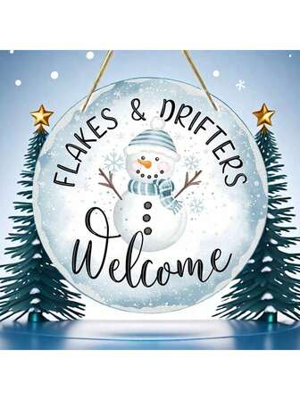 Señales de bienvenida con copos de nieve y drifters, adornos colgantes de puerta navideños, señales de corona navideña, señales de muñeco de nieve de madera colgantes, adecuados para decoración del hogar, cocina, jardín, terraza, interiores y exteriores, decoraciones navideñas para el hogar, decoraciones de habitación, regalos navideños perfectos para familiares y amigos