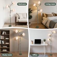 (Feed Bulbs*3 )American Retro Garden Flower Floor Lamp, Net Red Creative LED Lights Floor Lamp, Style Atmosphere, Sweet, Elegant, Suitable For Bedroom, Living Room, Office, Studio Floor Lamp - 查看 5