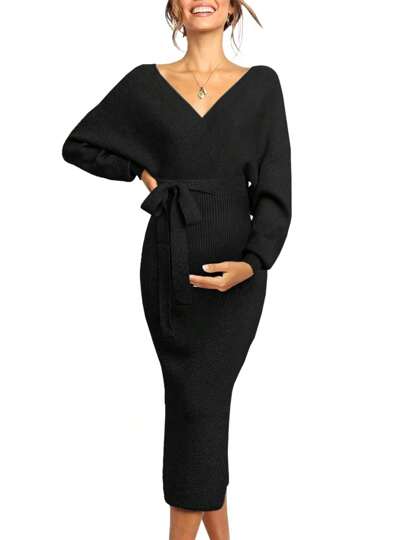 Maternity Nursing Sweater Dress For Women Long Sleeve Baby Shower Wedding Guest Outfits