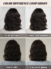 NAMM Parrucca corta riccioluta da 12 pollici per donne - Parrucca modesta con frangia a onde, in fibra sintetica morbida e setosa resistente al calore di colore marrone scuro, adatta per uso quotidiano, perfetta per vacanze, festival musicali, celebrazioni - Sakura Celebrations Glam & festa Street Wear Photography Use