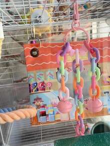 1 szt. akrylowa zabawka dzwonek dla papugi, zawieszka do klatki dla ptaków, zabawka dzwonek do gryzienia ptaków, uspokajająca zabawka dzwonek, dekoracyjna zawieszka do klatki dla ptaków, artykuły dla ptaków