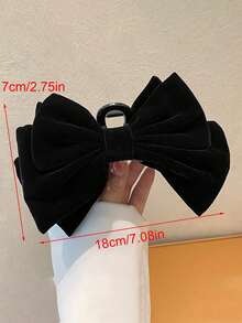 1 chiếc kẹp tóc nơ hai mặt hai lớp bằng nhung màu trơn dành cho nữ, phụ kiện tóc thanh lịch và ngọt ngào cho trường học, tiệc tùng, khiêu vũ và sử dụng hàng ngày. Kẹp tóc móng vuốt, kẹp tóc hàm, kẹp tóc cài, kẹp tóc kẹp, phụ kiện nơ, đồ dùng học tập, phụ kiện tóc mùa thu đông cho nữ sinh viên, phụ kiện tóc cho trang phục đi nghỉ mát, phụ kiện tóc mùa hè đi biển. - màu đen - Xem 5