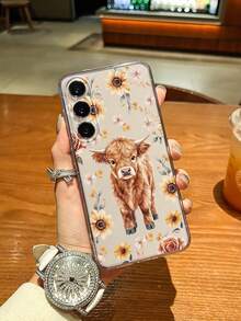 1pc Transparent Cartoon Ox Pattern Creative Phone Case, Suitable Compatible With Samsung S24/23/22/21 Ultra, A55/54/53/52/51 And Other Models, Great Gift For Friends - Clear - View 2