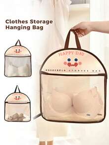 1pc Hanging Mesh Storage Bag, Polyester Breathable Washable Laundry Organizer Bag, Wall-Mounted Underwear & Socks Sorting Bag, Bathroom Storage Bag, Dorm Essential Clothing Organizer Bag, School Hanging Wardrobe Storage Bag, Bathroom Small Tool, Bedroom Home Kitchen Storage Bag - Multicolor - View 4