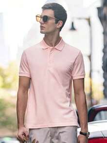 Men's PLAIN POLO Shirt Premium Cotton Pique Fabric Promotion - Baby Pink - View 1