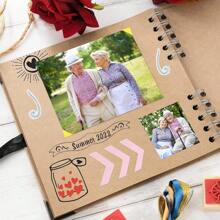 1 pieza Álbum de recortes de color caqui, 20 x 20 cm, 30 hojas/60 páginas de papel marrón en blanco, Álbum de recortes DIY, álbum con tapa dura, memo de papel kraft, viajes, regalo de cumpleaños y festividades