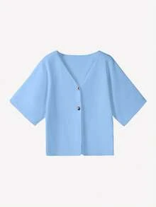 FOR BEAUTY Spring And Summer New V-Neck Short Sleeved Women's Knitted Cardigan, Fashionable And Elegant Temperament, Commuting Top