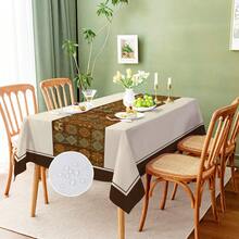 1pc/10pcs Brown Floral Tablecloth, Waterproof And Stain-Resistant, Easy To Clean, Suitable For Dinner, Picnic, Dining Table, Party, Home Decor, Rectangular, Indoor And Outdoor Use, Available In Multiple Sizes