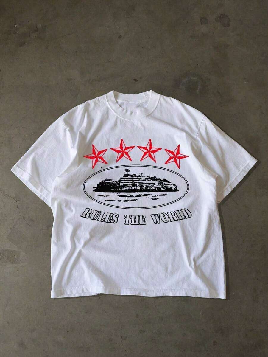 Men's New Hip Hop Fashion Printed T-Shirt - trắng - Xem 1