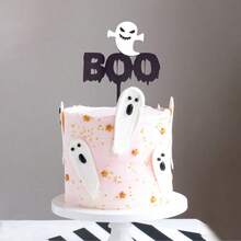 1pc/3pcs Happy Halloween Cake Topper Acrylic Spider Bat Pumpkin Ghost For Halloween Party Dessert Cake Baking Decor