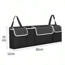 Large Car Boot Pocket Storage Bag Organiser Back Seat Hanger Tidy Hanging Pouch - 黑色 - 查看 6