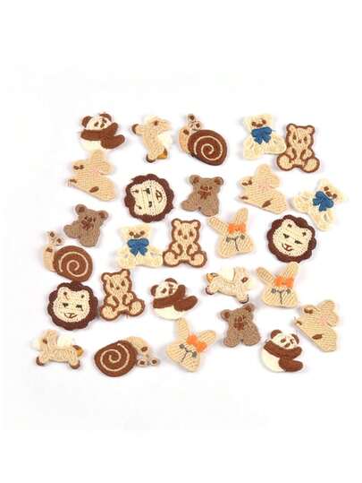 10pcs 2-3cm Assorted Colorful Mini Bear, Rabbit, Snail & Other Random Pattern Decorative Fabric Patches, No Adhesive, DIY Sewing Accessories For Clothing, Hats, Scarves