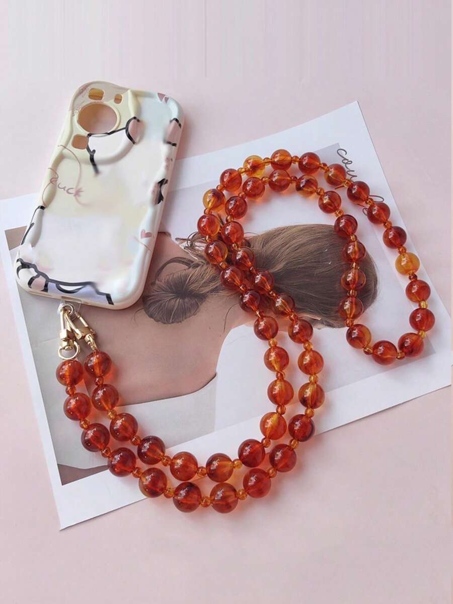 Bernsteinfarbe luxuriöser acrylischer Perlen-Lanyard Trageriemen für Handys, Umhängetasche Handykette