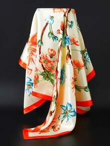 1条35.4英寸方形围巾，时尚印花90厘米围巾披肩领巾，奢华丝绸质感，适合女性，四季皆宜。 - 彩色 - 查看 57