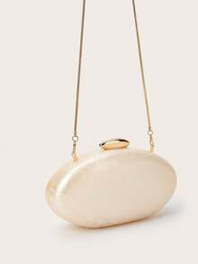 2025 Spring Fashion Wedding Clutch, European And American Style Acrylic Glossy Evening Handbag, Egg-Shaped Shoulder Bag With Personalized, Crossbody, Perfectly Matching With Prom Accessories - White - View 6