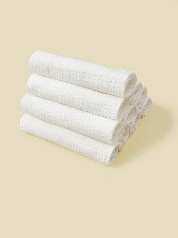 10pcs Reusable, Washable, Soft Double-Layer Baby Towels, Breathable And Absorbent, Comfortable And Gentle For Newborns
