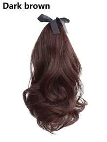 Ponytail With Hair Tie Wrapped Around Curly Wavy Ponytail Extensions Synthetic Clip In Hair Extensions Elegant For Daily Use Hair Accessories - Dark Brown - View 13