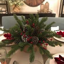 10/30 PIEZAS Ramas de pino artificial de 9.84 pulgadas, ramas de árbol de Navidad verde, plantas verdes a granel, accesorios DIY para guirnaldas navideñas, coronas, decoración rústica del hogar, decoración de invierno