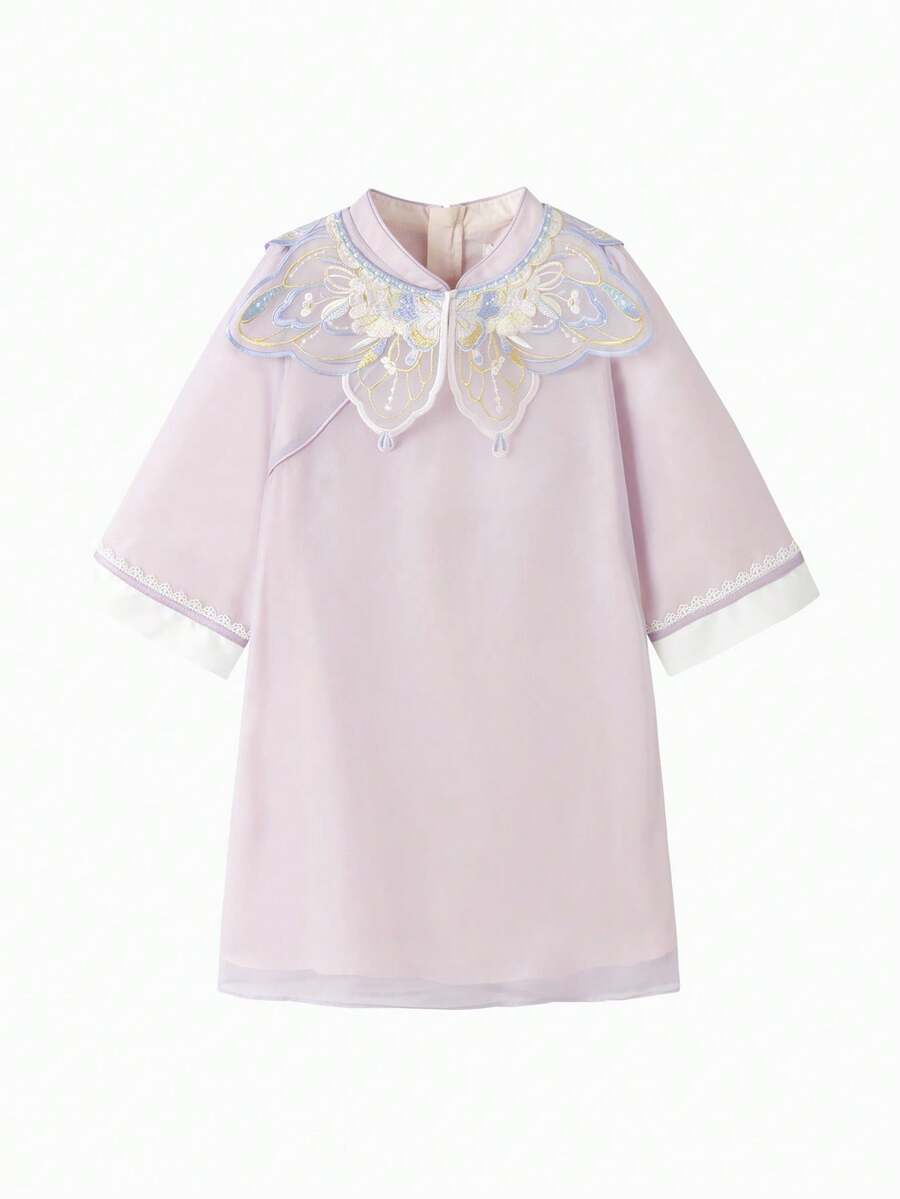 Balabala 女童旗袍2025秋季新款中式旗袍 - 紫色調 - 查看 1