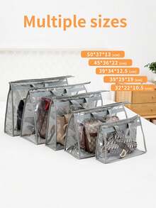 1个装挂式衣服袋衣柜PVC收纳袋透明防尘防潮透气挂袋皮包保护套多功能透明3D袋防尘罩袋子整理袋