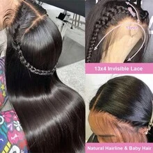 40 Inch Lace Front Wigs Human Hair Brazilian 13x4 Frontal Wig HD 13x6 Human Hair HD Transparent Bone Straight Lace Front Wigs - Natural Black - 查看 8