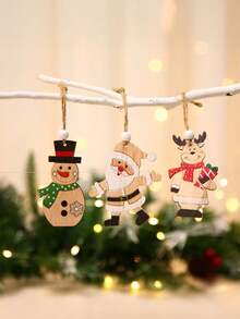 9 pièces/1 set Pendentifs de Noël en bois peints, décorations de Noël, décorations d'hiver pour la maison et célébrations festives, ornements pour sapin de Noël, petits pendentifs, combinaison de pendentifs de poupée de Noël rétro, petits pendentifs, accessoires de décoration d'ambiance festive pour les activités de Noël, décoration de pièce